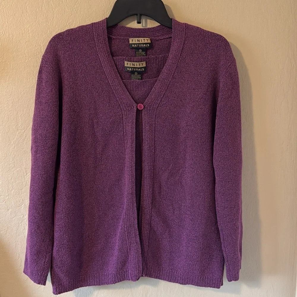 Finity Naturals Vintage Wool Blend Twinset Cardigan Tank Purple M S